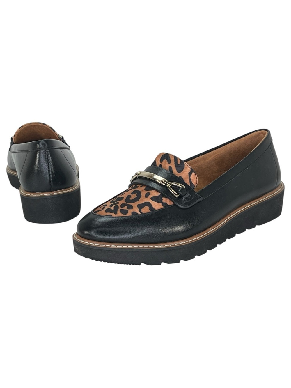 Naturalizer Elin Black Leopard Faux Leather Womens Penny Loafers Size 7M - Picture 8 of 11